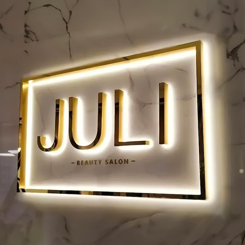 Letrero 3D Letras en Aluminio Espejo con Retroiluminación LED Premium - Imagen 2